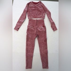 Sugar Popped Women's Sz S Berry Pink Cropped Top & Legging Extreme Lift Set